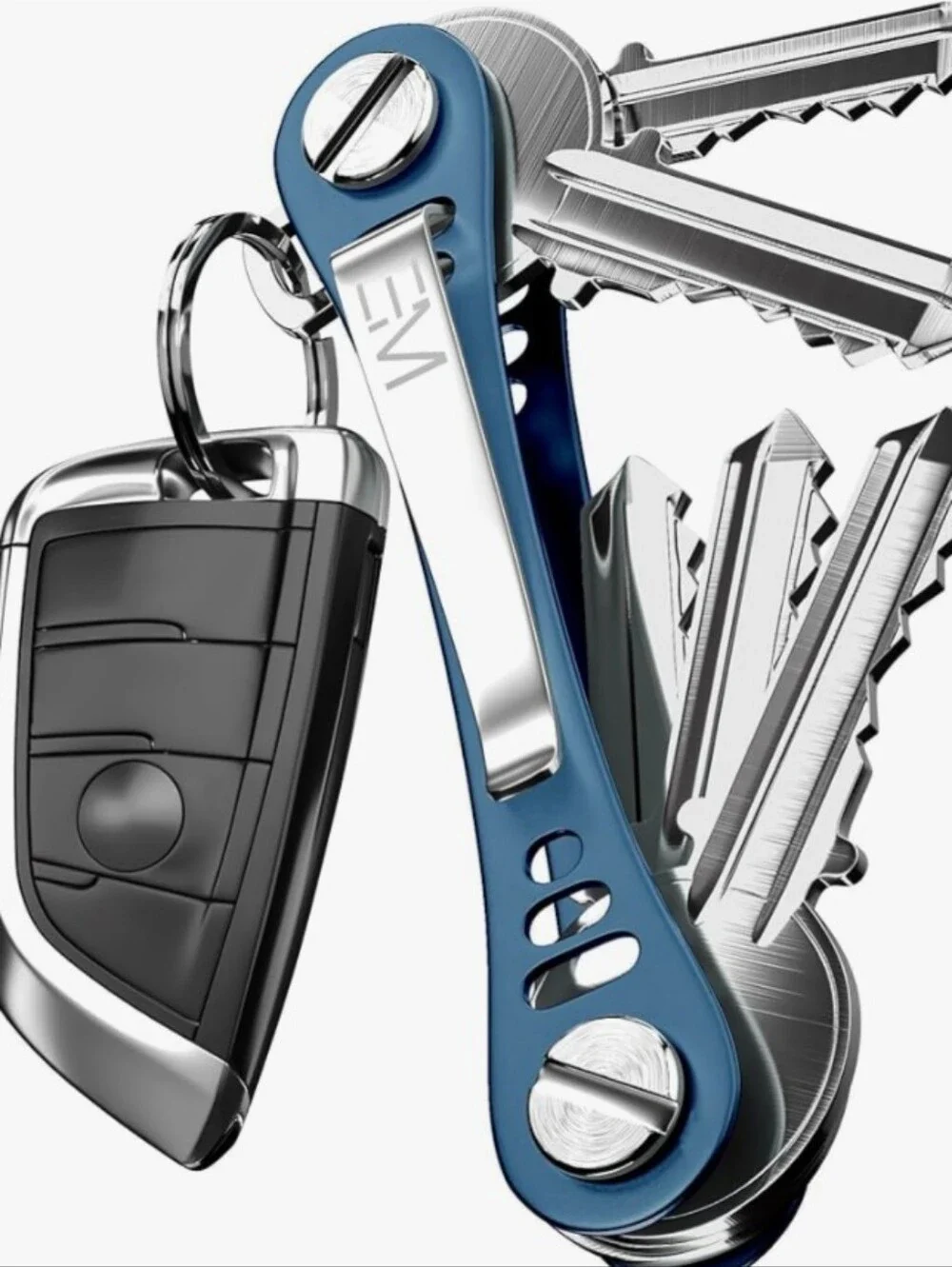 Mens Metal Compact Key Holder Pocket Clip Minimalist EDC Organizer Blue